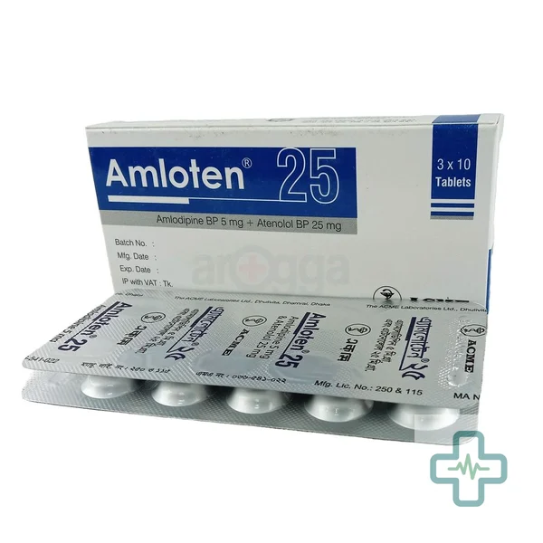 Amloten 5 mg + 25 mg Tablet — Amlodipine + Atenolol