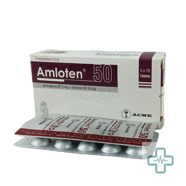 Amloten 5 mg + 50 mg Tablet — Amlodipine + Atenolol
