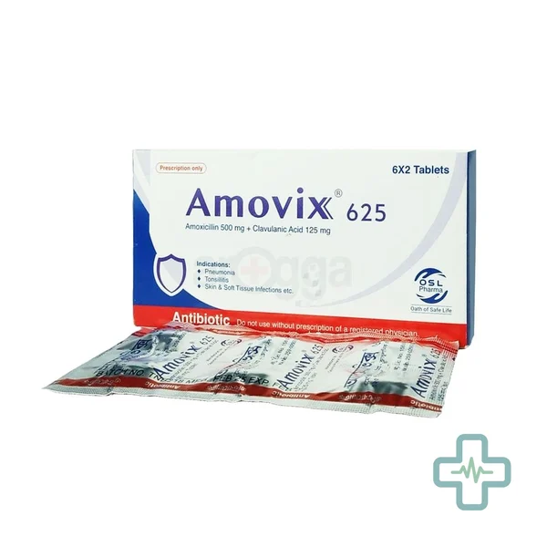 Amovix 625 500 mg + 125 mg Tablet — Amoxicillin + Clavulanic Acid