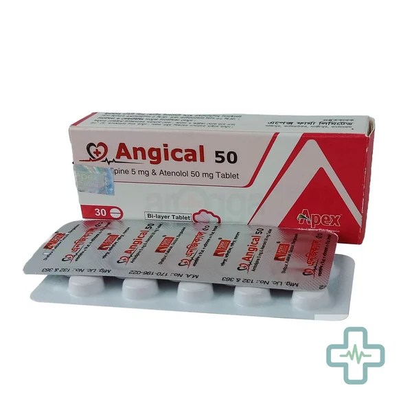 Angical 5 mg + 50 mg Tablet — Amlodipine + Atenolol