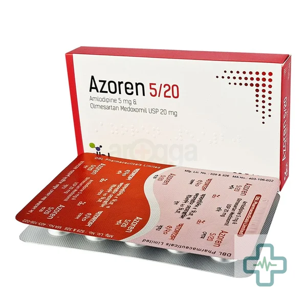 Azoren 5/20 5 mg + 20 mg Tablet — Amlodipine + Olmesartan Medoxomil