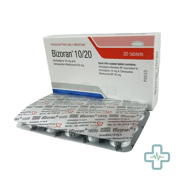 Bizoran 10/20 10 mg + 20 mg Tablet — Amlodipine + Olmesartan Medoxomil