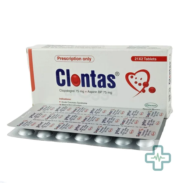 Clontas 75 mg + 75 mg Tablet — Aspirin + Clopidogrel