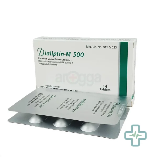 Dialiptin-M 500 500 mg + 50 mg Tablet — Vildagliptin + Metformin Hydrochloride