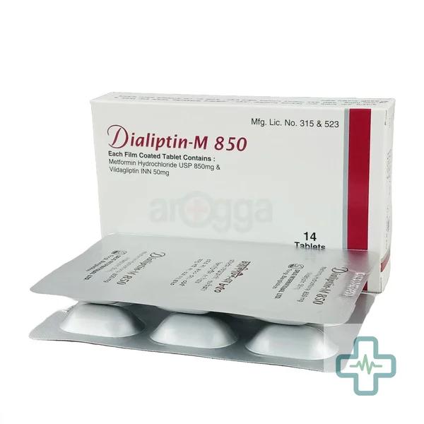 Dialiptin M 850 mg + 50 mg Tablet — Vildagliptin + Metformin Hydrochloride