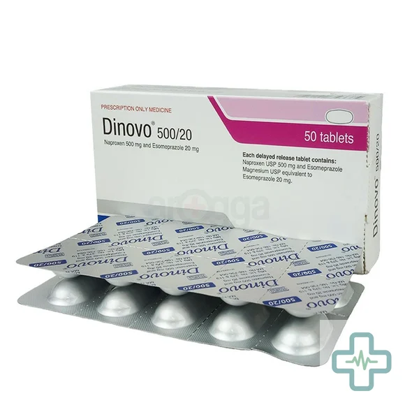 Dinovo 20 mg + 500 mg Tablet — Esomeprazole + Naproxen