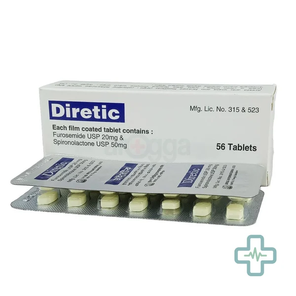 Diretic 20 mg + 50 mg Tablet — Frusemide + Spironolactone