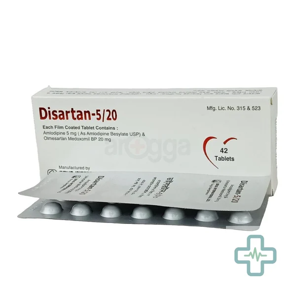 Disartan 5 mg + 20 mg Tablet — Amlodipine + Olmesartan Medoxomil