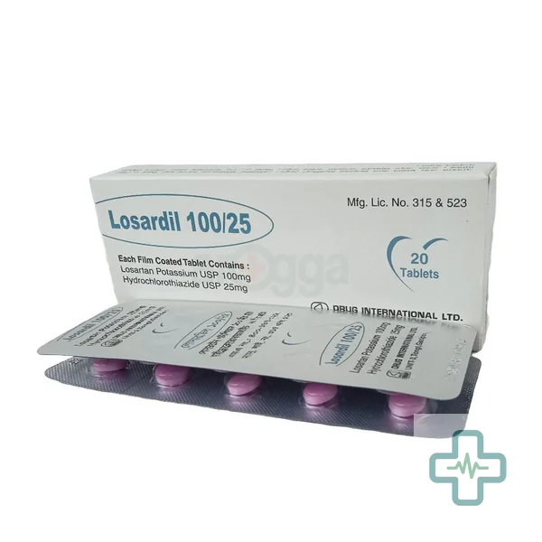 Losardil 100/25 25 mg + 100 mg Tablet — Losartan Potassium + Hydrochlorothiazide