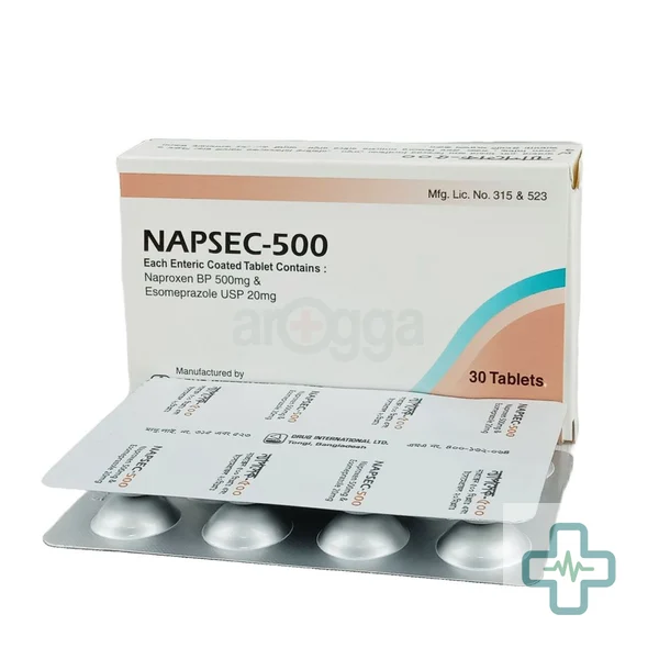 Napsec 20 mg + 500 mg Tablet — Esomeprazole + Naproxen