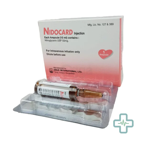 Nidocard 50 mg/10 ml Injection — Glyceryl Trinitrate (GTN / Nitroglycerin)