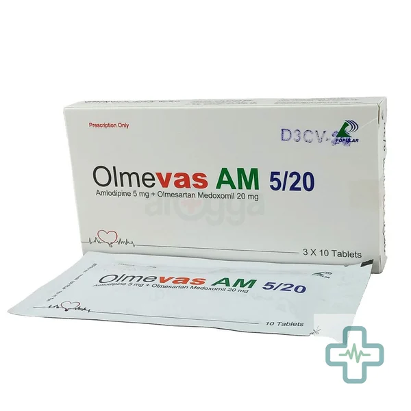 Olmevas AM 5/20 5 mg + 20 mg Tablet — Amlodipine + Olmesartan Medoxomil