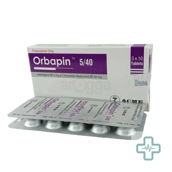 Orbapin 5/40 5 mg + 40 mg Tablet — Amlodipine + Olmesartan Medoxomil
