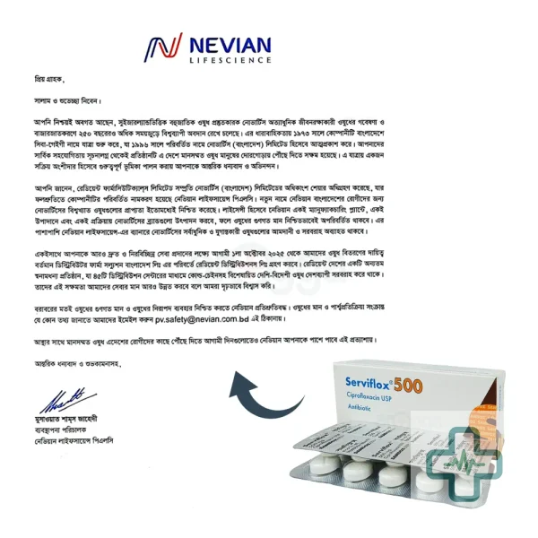Serviflox 500 mg Tablet — Ciprofloxacin