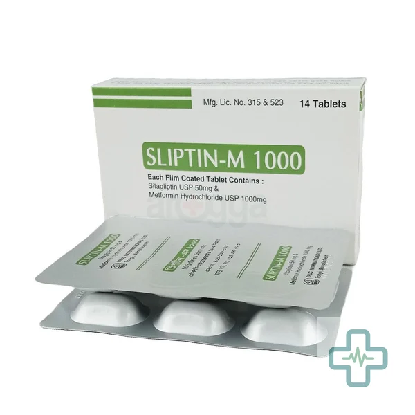 Sliptin-M 1000 1000 mg + 50 mg Tablet — Sitagliptin + Metformin Hydrochloride