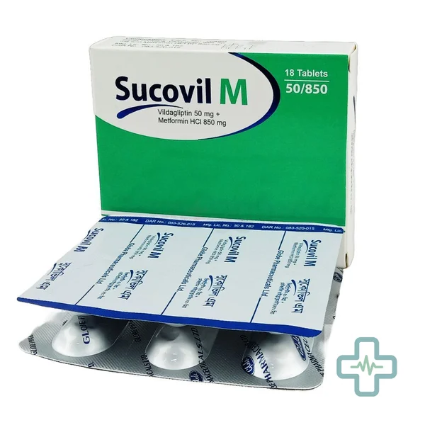 Sucovil M 850 mg + 50 mg Tablet — Vildagliptin + Metformin Hydrochloride